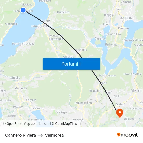 Cannero Riviera to Valmorea map