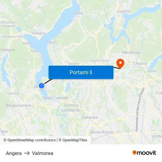 Angera to Valmorea map