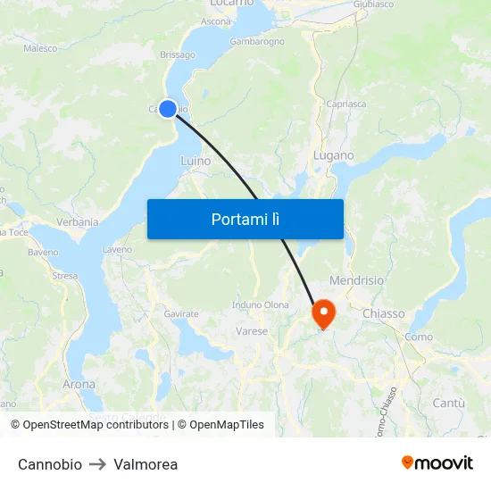 Cannobio to Valmorea map