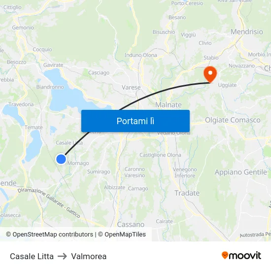 Casale Litta to Valmorea map