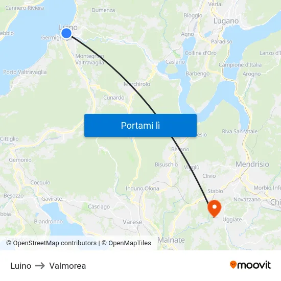 Luino to Valmorea map