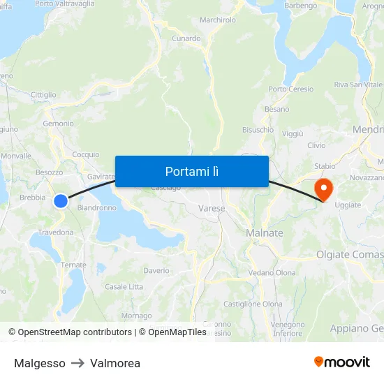 Malgesso to Valmorea map