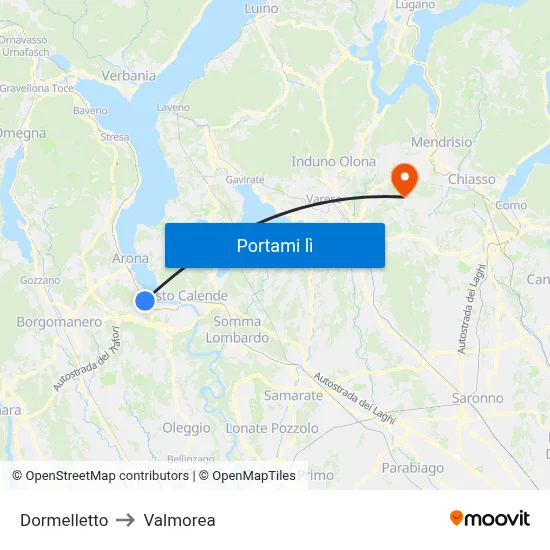Dormelletto to Valmorea map