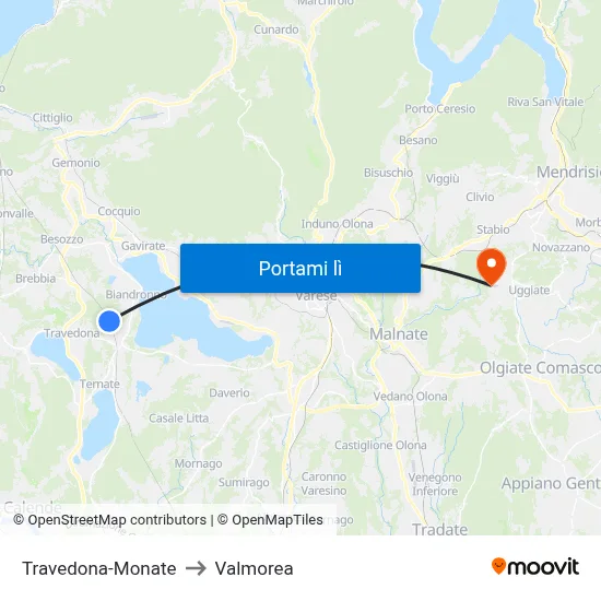Travedona-Monate to Valmorea map
