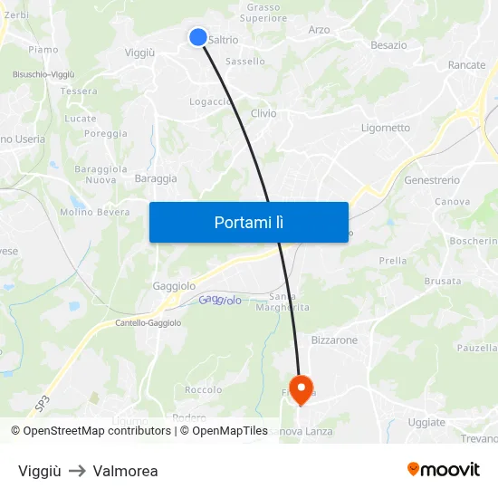 Viggiù to Valmorea map