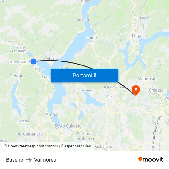 Baveno to Valmorea map