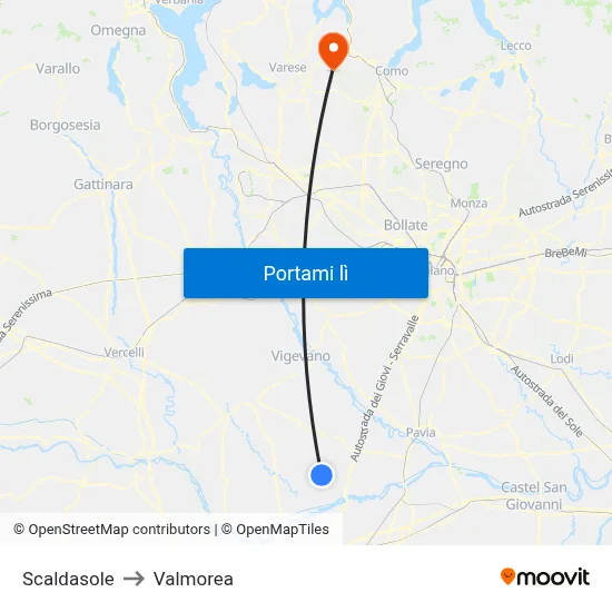 Scaldasole to Valmorea map