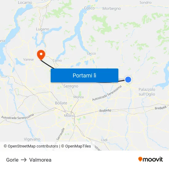 Gorle to Valmorea map