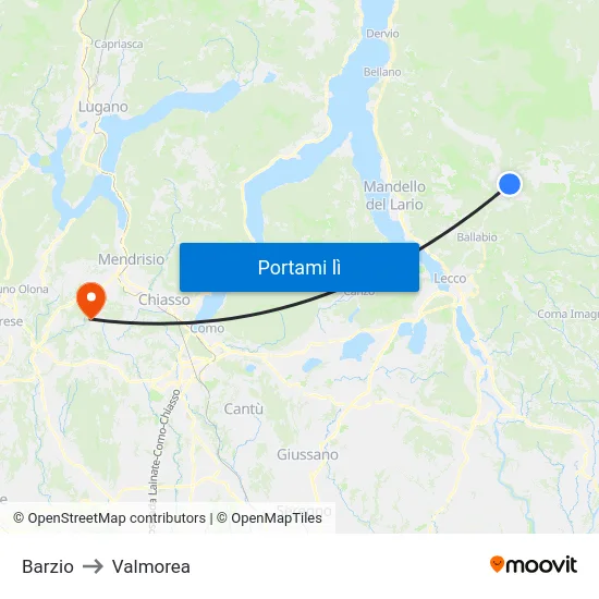 Barzio to Valmorea map