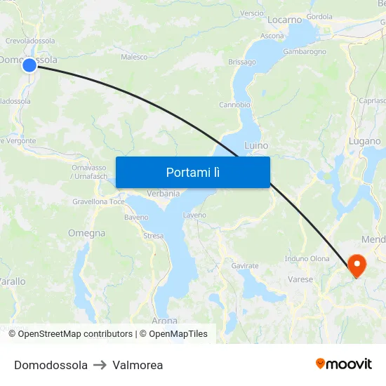 Domodossola to Valmorea map
