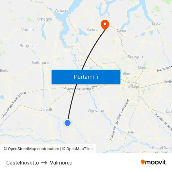 Castelnovetto to Valmorea map