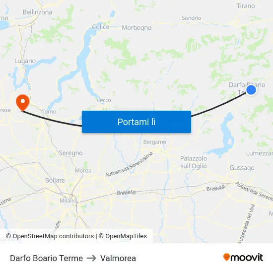 Darfo Boario Terme to Valmorea map