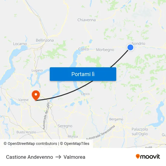 Castione Andevenno to Valmorea map