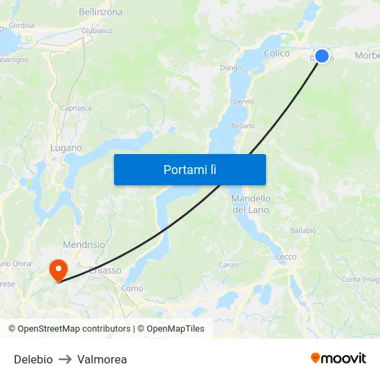 Delebio to Valmorea map
