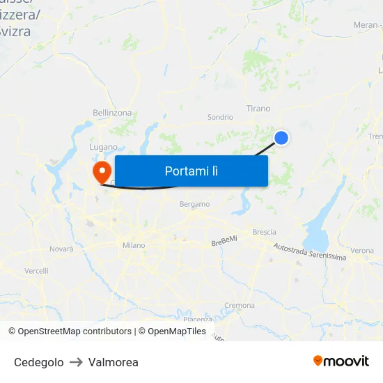 Cedegolo to Valmorea map