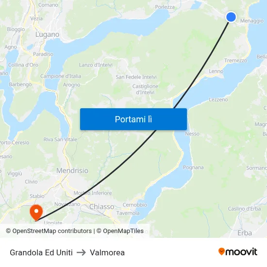 Grandola Ed Uniti to Valmorea map