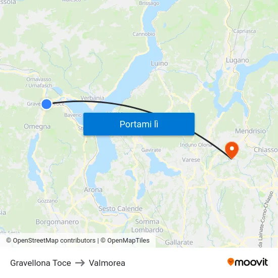 Gravellona Toce to Valmorea map