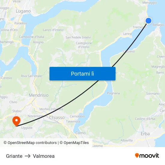 Griante to Valmorea map