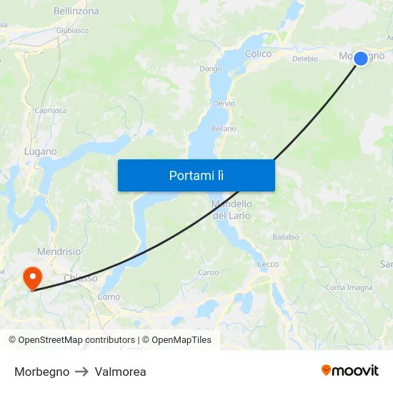 Morbegno to Valmorea map