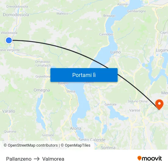 Pallanzeno to Valmorea map