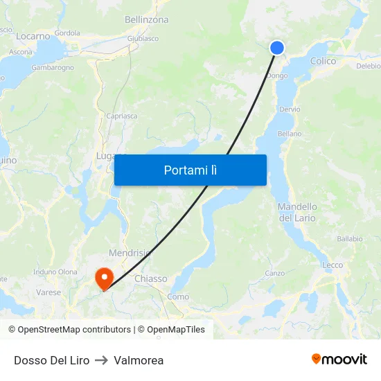 Dosso Del Liro to Valmorea map