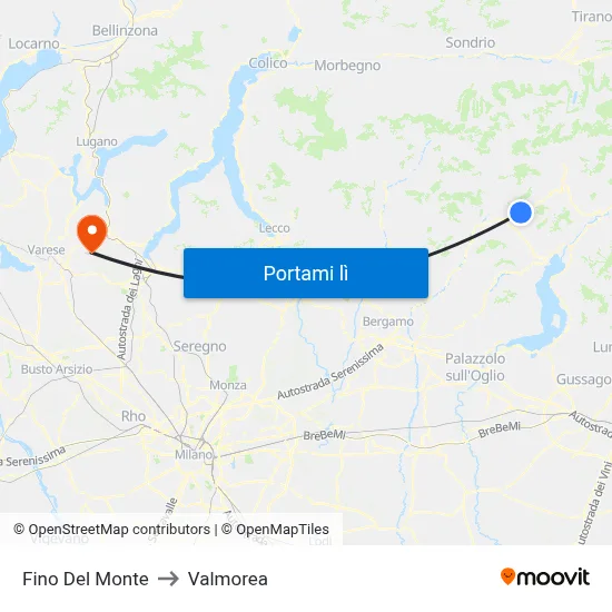 Fino Del Monte to Valmorea map