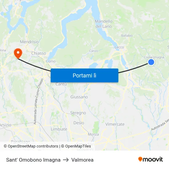 Sant' Omobono Imagna to Valmorea map