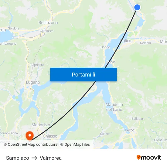 Samolaco to Valmorea map