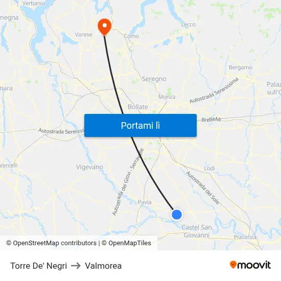 Torre De' Negri to Valmorea map