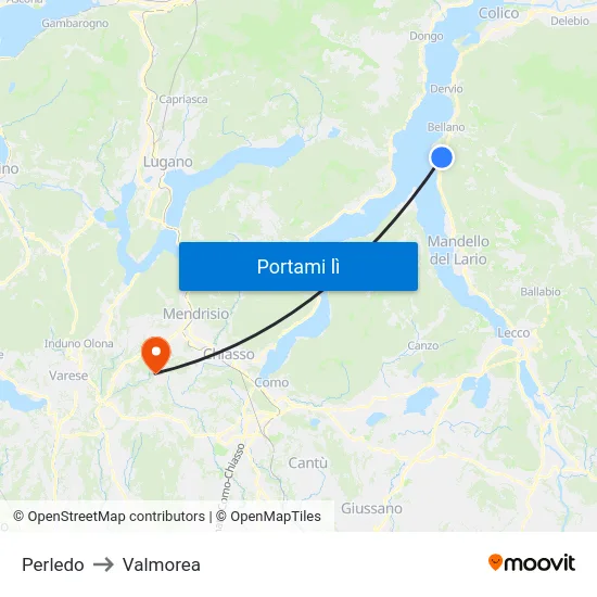 Perledo to Valmorea map