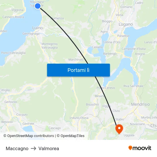 Maccagno to Valmorea map