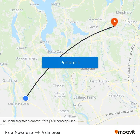 Fara Novarese to Valmorea map