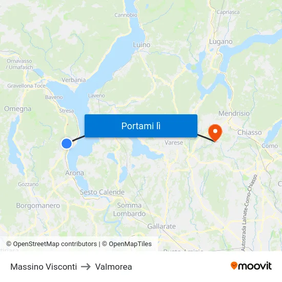 Massino Visconti to Valmorea map