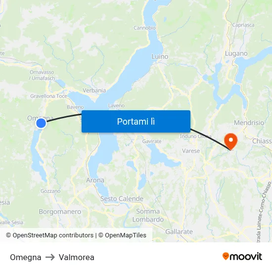 Omegna to Valmorea map