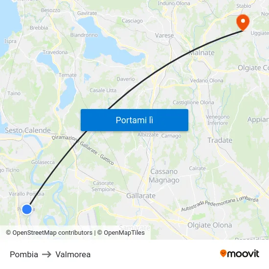 Pombia to Valmorea map