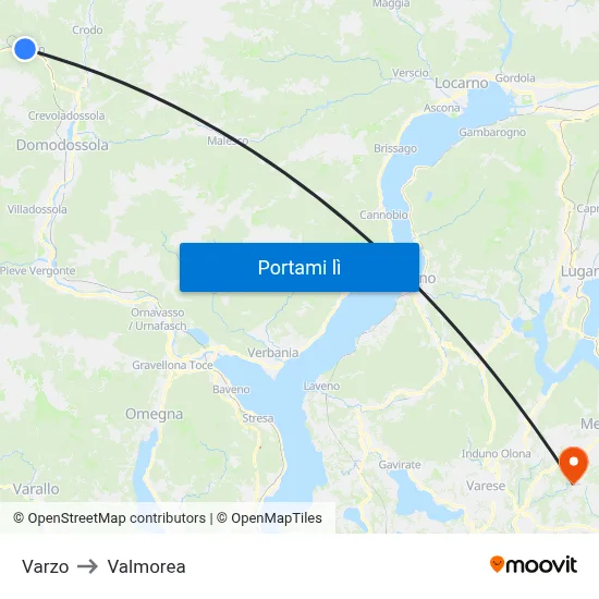 Varzo to Valmorea map