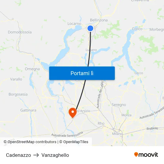 Cadenazzo to Vanzaghello map