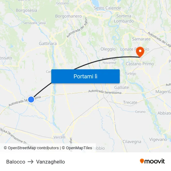 Balocco to Vanzaghello map