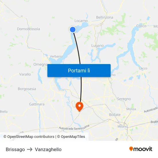 Brissago to Vanzaghello map