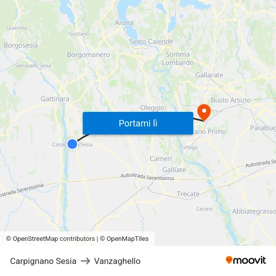 Carpignano Sesia to Vanzaghello map