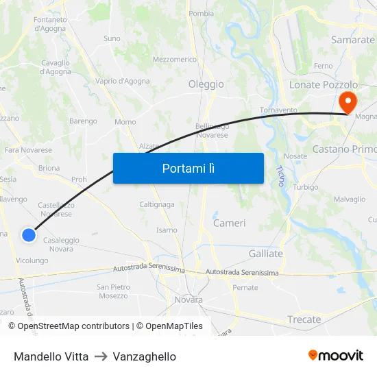 Mandello Vitta to Vanzaghello map