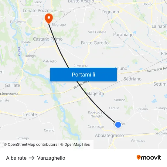 Albairate to Vanzaghello map
