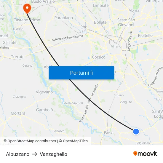 Albuzzano to Vanzaghello map
