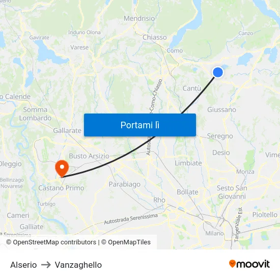 Alserio to Vanzaghello map