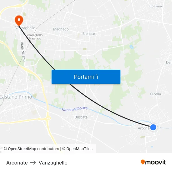 Arconate to Vanzaghello map
