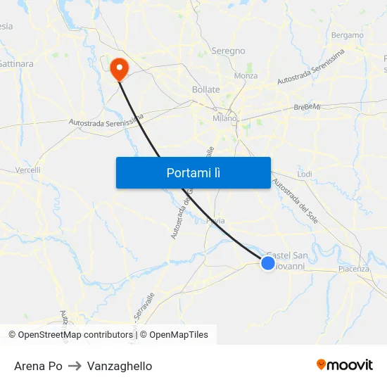 Arena Po to Vanzaghello map