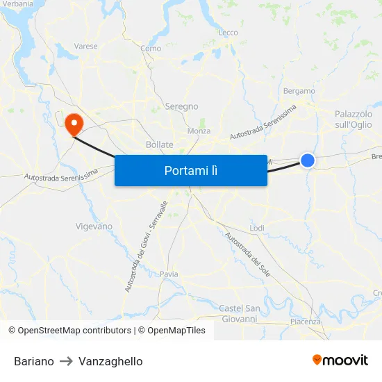 Bariano to Vanzaghello map