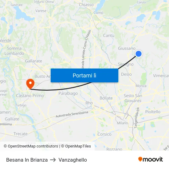 Besana In Brianza to Vanzaghello map