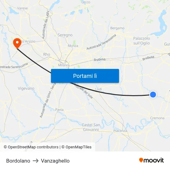Bordolano to Vanzaghello map