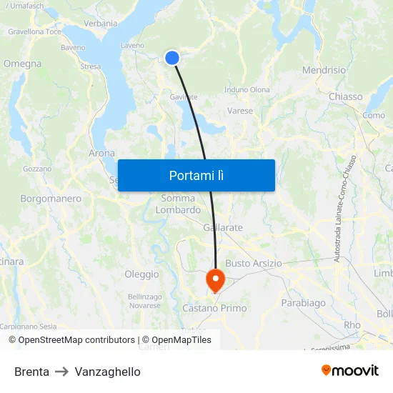 Brenta to Vanzaghello map